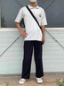 沂伦赫裤子男款潮流休闲裤夏季薄款凉感冰丝裤大码宽松垂坠感直筒阔腿裤 黑色 XL 实拍图