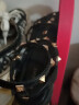 达芙妮(DAPHNE) 铆钉凉鞋女2023年新品夏季一字扣粗跟法式平底罗马凉鞋 黑色 38 实拍图