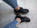 百林猴内增高女鞋春夏真软皮小皮鞋女中跟单鞋厚底增高鞋黑色复古乐福鞋 黑色 37 实拍图