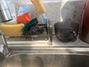 百字 厨房免打孔水槽放抹布置物架海绵沥水架水龙头收纳洗碗布挂篮 加长台面款（本色） 实拍图