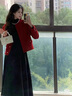 欧迪惠（Oudihui）2025年新款春秋连衣裙女装小香风红色外套衣服穿搭显瘦裙子女套装 红色外套+黑色裙 S 建议80-95斤 实拍图