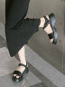 他她（TATA）黑色厚底凉鞋女百搭沙滩松糕鞋女夏季新款GBK01BL3 黑色 39 晒单实拍图