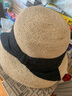 Mr DUCK马达加斯加天然拉菲草 匠心手工草帽女遮阳帽 大帽檐可折叠渔夫帽 黑色印花本草色-小边 (进口材质） L（适合58-59cm头围） 实拍图