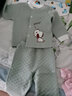 俏贝熊婴儿保暖内衣侧开套装秋冬儿童秋衣秋裤加厚宝宝三层夹棉衣服外穿 豆绿色（开扣平腰套） 80 实拍图