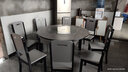 初屋 餐桌 岩板餐桌椅组合现代简约伸缩折叠圆桌家用小户型实木饭桌子 宝马灰色-雪山白岩板-实木椅 1.35m 一桌八椅 实拍图