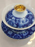 容山堂京韵盖碗茶杯陶瓷大号珐琅彩绘三才青花泡茶碗功夫茶具配件 陶瓷珐琅彩盖碗-蓝莲花 实拍图