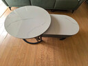 森生林岩板茶几客厅小户型简约轻奢椭圆形可伸缩茶桌 C14-1黑架灰箱 雪山白+雪山白 100cm椭圆茶几+70cm小圆边几 实拍图