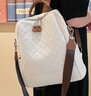 KOFTA品牌 棋盘格真皮双肩包女2025新款女士背包休闲书包百搭生日礼物 白色 实拍图