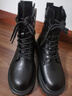 达芙妮黑色马丁靴女款2025秋冬季加绒皮靴厚底英伦风增高靴子短靴 实拍图