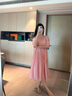 茵曼（INMAN）莱赛尔丝光连衣裙2025夏女装新款U领气质小个子显瘦长裙子 洛可可粉 S 实拍图
