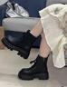ZHR女靴冬季粗跟增高马丁靴女复古加绒小个子短靴女 JF95A 黑色 37  实拍图