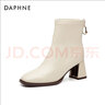 DAPHNE达芙妮女靴短靴女款高跟皮春秋单靴新款女鞋春款瘦瘦靴子 米色 加绒 跟高6.5CM  38 (240mm) 实拍图