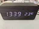科士德（K KESHIDE）复古LED电子时钟学生静音智能夜光简约北欧风创意木头闹钟礼品钟 【充电款】黑木白字 实拍图