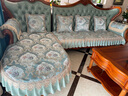 宝跃 欧式沙发垫坐垫子贵妃123四季通用美式沙发巾靠背巾扶手巾定做 欧丽莎/雅蓝 坐垫90*75（含20下垂） 实拍图