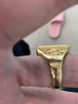 正朝黄 饰品镀沙金戒指男开口老板镀金指环大号时尚人工祖母绿宝石戒指送老人礼物 7号深黑方宝石 实拍图