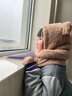 目丸 小熊耳朵帽子围巾一体女秋冬季连帽围巾百搭韩版可爱少女保暖学 升级款-帽子围巾手套三件套-咖色 实拍图
