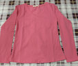 艾路丝婷长袖T恤女新款秋装韩版休闲修身纯色打底衫体恤TX3688 桃红 M 实拍图