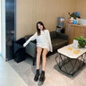依零依蓓女靴新品秋春秋时尚马丁靴女内增高小码舒适百搭短靴加保暖 内增高单里【跟高7厘米】 38 实拍图