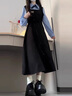 瑜尚臻品假两件学院风长袖连衣裙子女秋冬季教资面试通勤韩系穿搭套装 【黑色】S（80-90斤） 实拍图