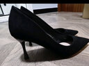 依零依蓓高跟鞋春夏秋新品绒面黑色简约尖头细跟性感单鞋女浅口职业工作鞋 898-000黑色【9厘米】 37 实拍图