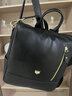 金狐狸（FOXER）头层牛皮双肩包包女士2023新款时尚休闲大容量多功能防盗背包潮 黑色 实拍图