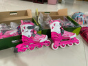 米高轮滑鞋儿童溜冰鞋直排轮可调尺码透气培训初级教学生用旱冰鞋MI0 粉K7套装（锁轮款） MI0 L (推荐鞋码35-38内长23-25.5cm) 实拍图