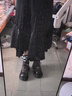 两三事丝绒半身裙春季女黑色百褶裙裙子复古半裙长裙 开心自转体 黑色 厚款 L 实拍图