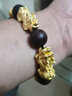 庆怡小叶紫檀黄金貔貅999足金守护串珠金珠手串金饰送爸爸生日礼物 15mm紫檀+1貔貅+2珠 约5.7g 实拍图