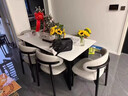 复古风黑色实木岩板餐桌餐椅组合家用小户型客厅现代简约吃饭桌子 单餐桌+实木4怀抱椅 140cm 实拍图