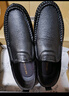 稻草人商务休闲鞋男士头层牛皮鞋男正装鞋懒人套脚德比鞋 8283 黑色 44  实拍图