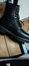 跨足行【牛皮】马丁靴男士秋冬季英伦高帮皮鞋增高黑色透气大码中帮皮靴 黑色8孔高帮【加绒款】 43 码（=运动鞋44） 实拍图