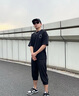 VETECOCOFF七分休闲裤男士裤子男夏季薄款潮流垂感阔腿百搭坠感男裤直筒宽松 1211浅灰色 XL 建议体重（130-150斤） 实拍图