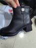 意尔康女靴羊皮粗跟气质通勤及踝靴加绒保暖短靴女 14734W 黑色   38 实拍图