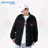 真维斯（Jeanswest）夹克男2026春夏宽松翻领落肩华夫格外套男士上衣潮黑色XL 实拍图