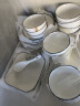 一淘一陶 简约日式4-6人方形陶瓷餐具套装家用手绘釉下彩北欧黑线碗盘碗碟勺子饭碗套装瓷器礼盒礼品 JD北欧方形18头 实拍图