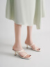 ELLE高跟鞋女鞋夏季新款凉鞋女法式一字带凉拖女温柔气质鞋子女细跟鞋 米白 6.5cm 36 晒单实拍图