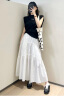 美洋（MEIYANG）黑森林防晒半身裙 UPF80+防蚊|褶皱拼接休闲蛋糕长裙 白色 XL 晒单实拍图