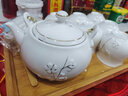 古笙记手工描金景德镇陶瓷提梁壶功夫茶具套装家用现代中式茶壶茶杯茶盘 白金梅花（升级铜把手） 实拍图