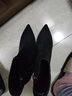 ZHR女靴气质尖头短靴女质感绒面加绒保暖百搭靴子女增高酒杯跟 Y373 黑色 39 实拍图