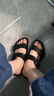 BIRKENSTOCK勃肯德国进口男女款EVA时尚外穿Arizona双扣沙滩拖鞋 黑色窄版129423 39 实拍图
