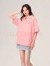 LALABOBO设计感夏季新款宽松POLO领T恤女休闲高级减龄简约短袖LBCB-WSDT47 粉色 S 晒单实拍图