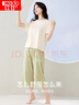 红豆（Hodo）情侣睡衣纯棉印花短袖时尚可外穿夏薄款抑菌家居服套装 女款-淡奶绿 M 165/88A 实拍图
