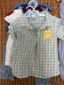 戴维贝拉（DAVE＆BELLA）儿童衬衫男童衬衣萌趣宝宝上衣夏装小童格子衫男孩休闲衣服 黄色 100 cm（建议身高90-100cm） 实拍图