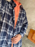 啄木鸟长袖衬衫男春秋季外套男士休闲上衣服男装青年潮流百搭格子衬衣男 CS1919藏青格 3XL 实拍图