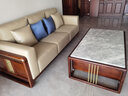 心居名家 新中式实木沙发组合 乌金木客厅家具现代轻奢大户型头层真皮沙发 全实木框架独立三人位229cm 甄选进口乌金木+头层黄牛皮 实拍图