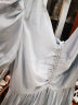 范思蓝恩23FS12144茶歇法式连衣裙女夏季新款气质V领蛋糕裙子 冰川蓝 S 实拍图