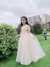 小咔衣浓女童礼服公主裙花童婚纱小女孩高端钢琴表演演出服儿童主持人秋 香槟色长款 120 实拍图
