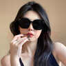 木丁丁太阳镜女新款链条镜腿网红大框墨镜ins欧美时尚潮流街拍眼镜七夕 链条镜腿太阳镜【黑金框黑灰片】 实拍图