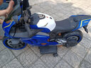 钻诗大号儿童电动摩托车可坐大人3-10岁男女小孩宝充电两轮双人玩具车 顶配蓝12V7A双驱皮座+灯轮手转把 实拍图
