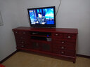 松园洛曼森 欧式实木电视柜小户型美式地柜卧室电视柜简约现代客厅视听柜 1.8十斗电视柜 棕红色 实拍图